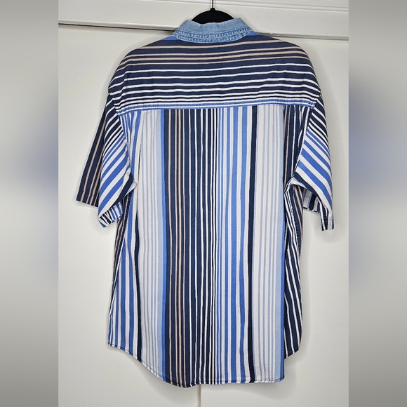 90s VTG GUESS Jeans Striped Button Up Shirt Men's Sz XL - Picture 4 of 8